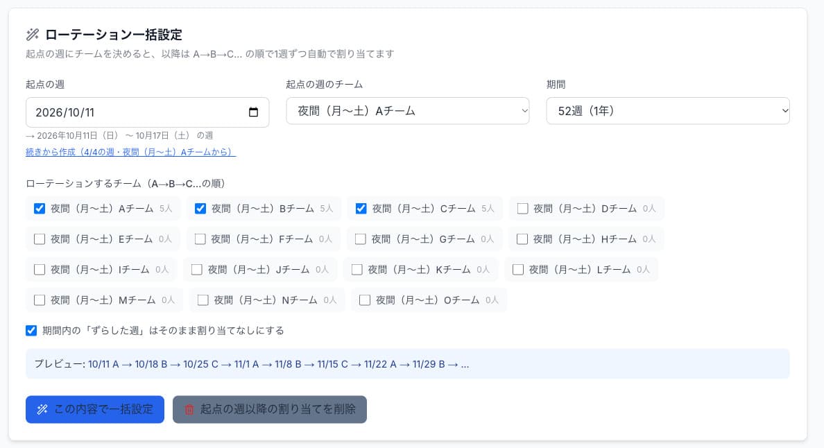 当番表の画面