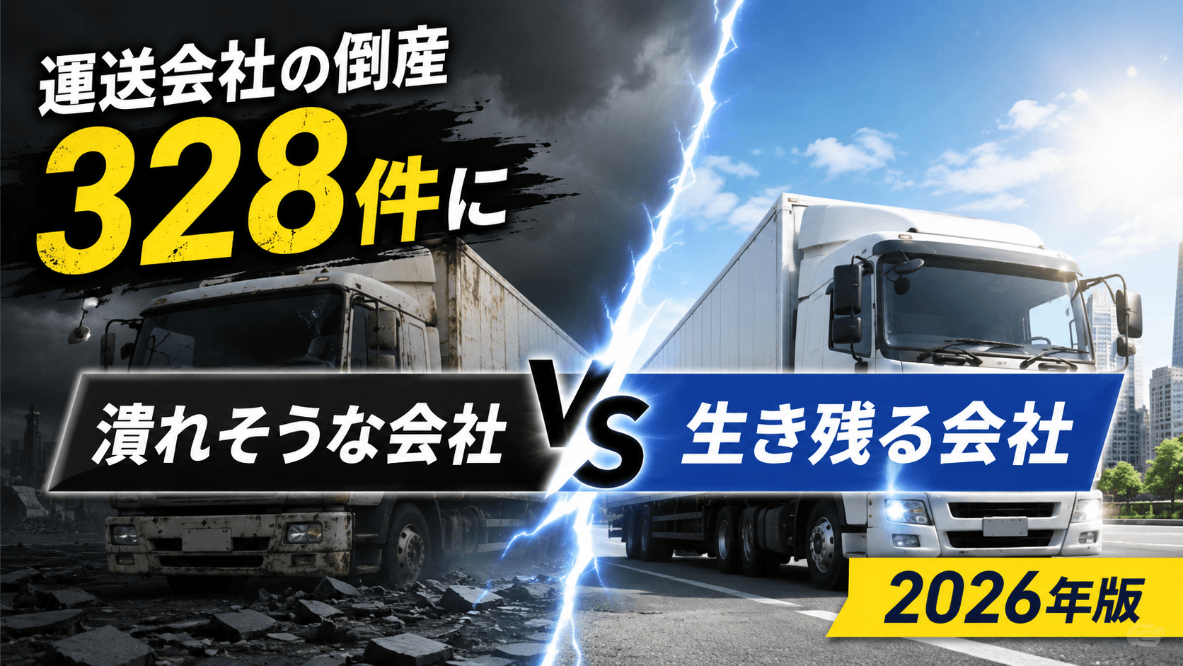 運送会社の倒産が328件に|潰れそうな会社と生き残る会社の違い【2026年版】